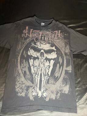 Hustle Black Graphic T-Shirt with Skeleton Prayer Design